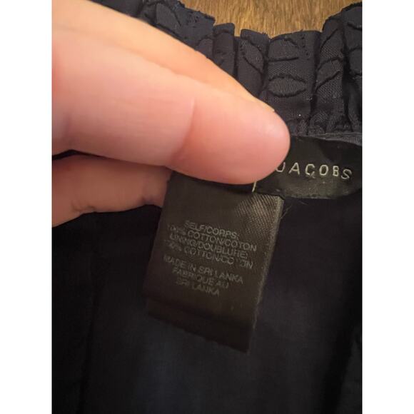 Marc by Marc Jacobs Women's Navy Sleeveless Textured Ruffle Blouse Size 2 - Picture 6 of 9